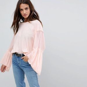 Free People Mesh Sleeve Top